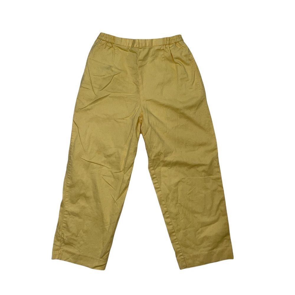 Y2K Coldwater Creek yellow high waist elastic pleated cropped pants xs small